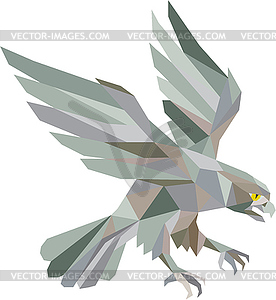 Peregrine Falcon Swooping Grey Low Polygon - vector clip art