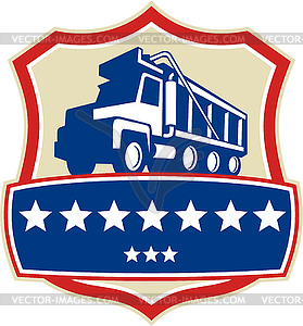 Triple Axle Dump Truck Stars Crest Retro - royalty-free vector image