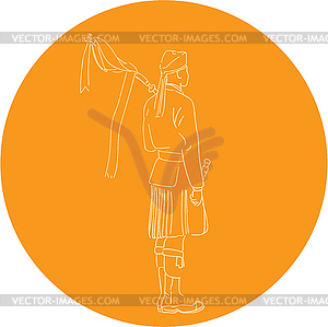 Scotsman Soldier Bagpiper Circle Drawing - vector clip art