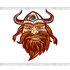 Viking Warrior Head Angry Retro - vector image