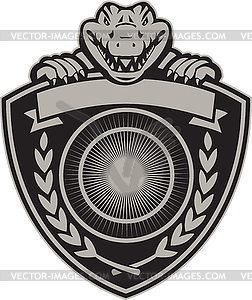 Gator Head Coat of Arms Retro - vector image