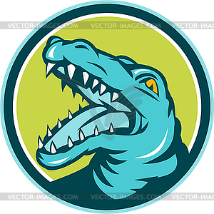 Angry Alligator Head Snout Circle Retro - vector image