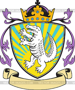 Alligator Standing Coat of Arms Retro - vector image