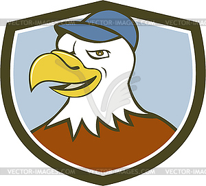 American Bald Eagle Head Smiling Shield Cartoon - vector clipart / vector image