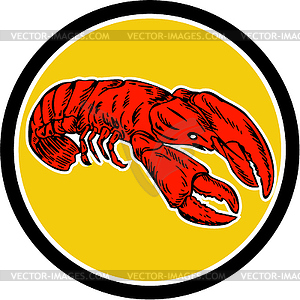 Red Lobster Circle Retro - vector image