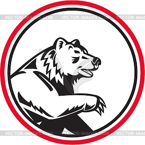 California Grizzly Bear Swipe Paw Circle Retro - vector clip art