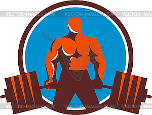 Тяжелоатлет Midlift Круг Ретро - иллюстрация в векторном формате