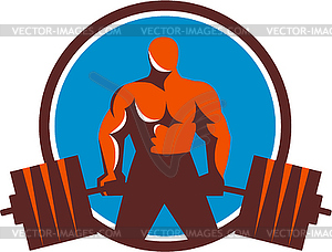 Weightlifter Midlift Circle Retro - vector clip art