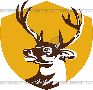 Голова Whitetail Deer Buck Crest Ретро - векторная графика