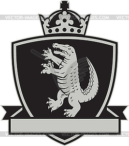 Gator Standing Side Coat of Arms Crest Retro - vector image