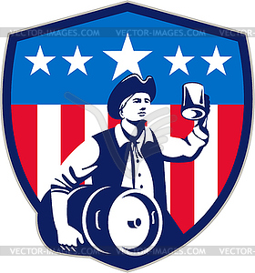 American Patriot Beer Keg Flag Crest Retro - vector clipart