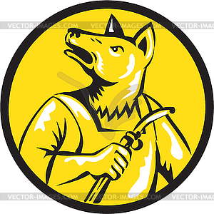 Dingo Dog Welder Circle Retro - vector clipart / vector image