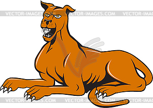 Mastiff Dog Mongrel Barking Sitting Cartoon - vector clip art