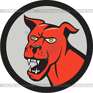 Red Mastiff Dog Mongrel Head Barking Circle Cartoon - vector image