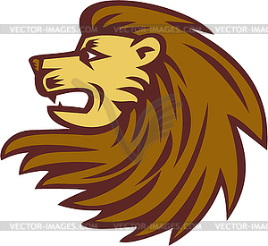 Lion Big Cat Head Woodcut - vector clipart