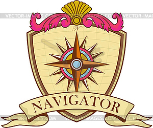 Compass Navigator Coat of Arms Crest Retro - vector clip art