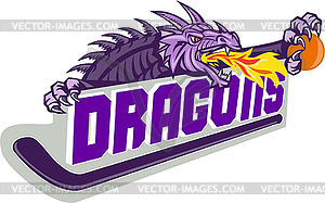 Dragon Fire Hockey Stick Basketball Retro - vector clip art