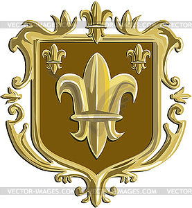 Fleur de lis Coat of Arms Gold Crest Retro - vector clipart / vector image