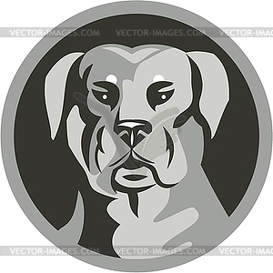 Rottweiler Guard Dog Head Circle Black and White - vector clipart