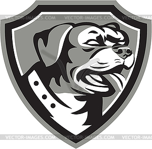 Rottweiler Guard Dog Shield Black and White - vector clipart