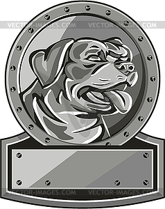 Rottweiler Guard Dog Shield Metallic Circle Retro - vector EPS clipart