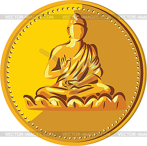 Buddha Gold Coin Medallion Retro - royalty-free vector clipart