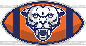 Cougar Mountain Lion Football Ball Retro - vector clipart / vector image