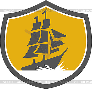 Sailing Galleon Tall Ship Crest Retro - vector clipart