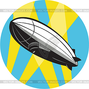 Zeppelin Blimp Flying Overhead Circle Retro - vector clip art