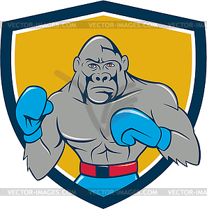 Gorilla Boxer Boxing Stance Crest Cartoon - vector image