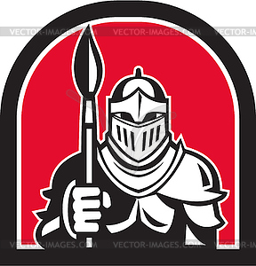 Knight Full Armor Holding Paint Brush Half Circle - vector clip art