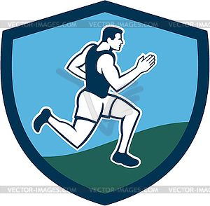 Marathon Runner Crest Retro - vector image