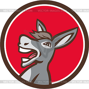 Donkey Shouting Circle Retro - vector image