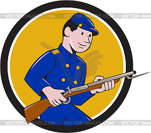 Union Army Soldier Bayonet Rifle Circle Cartoon - vector clip art