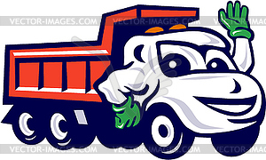 Dump Truck Waving Cartoon - vector clipart