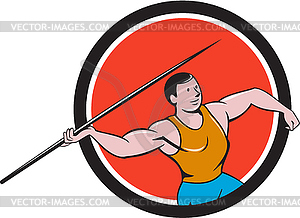 Javelin Throw Track and Field Circle Cartoon - vector clipart