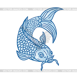 Koi Nishikigoi Carp Fish Diving Down Drawing - vector EPS clipart