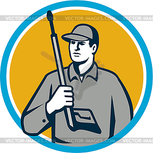 Power Washer Pressure Washing Gun Circle Retro - vector image