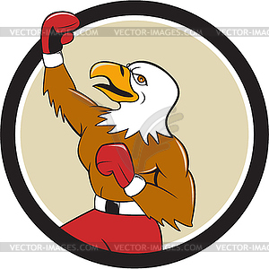 Bald Eagle Boxer Pumping Fist Circle Cartoon - royalty-free vector image