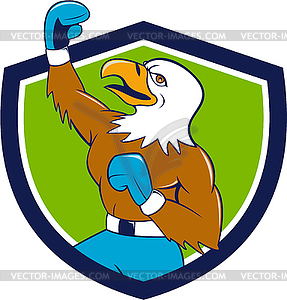 Bald Eagle Boxer Pumping Fist Crest Cartoon - vector clip art