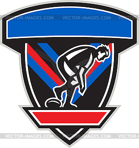 Rugby League Player Playing Ball Side Shield Retro - vector clipart
