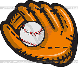 Baseball Glove Ball Retro - vector clipart