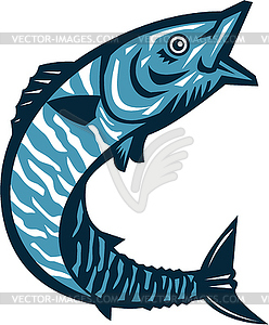 Wahoo Fish Jumping Retro - vector image