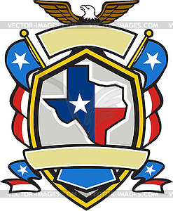 Texas State Map Flag Coat of Arms Retro - vector clip art