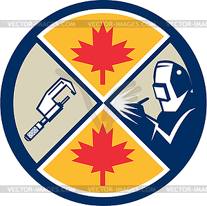 Canada Millwright Caliper Welder Maple Leaf Circle - vector clip art