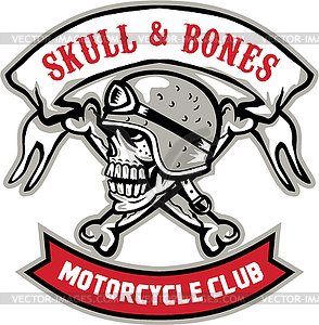 Skull Bones Bike Helmet Ribbon Retro - vector clip art