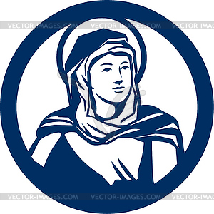 Blessed Virgin Mary Circle Retro - vector image