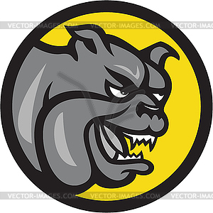 Angry Bulldog Head Circle Cartoon - vector EPS clipart