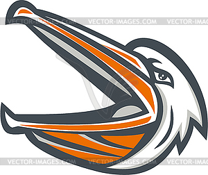 Angry Pelican Head Shouting Retro - vector clipart