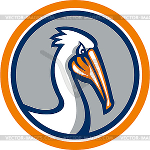 Pelican Head Circle Retro - vector image